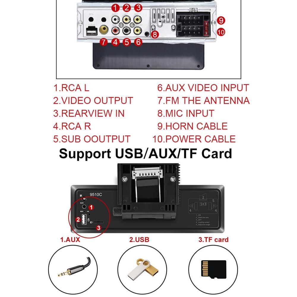 9.5 Inch Carplay Mp5 Player With 4 Light Camera - Standard Style 4