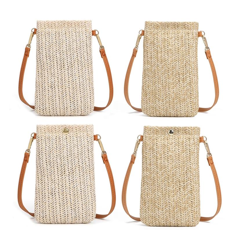 Stylish Straw Beach Bag With Shoulder Strap Cream 3