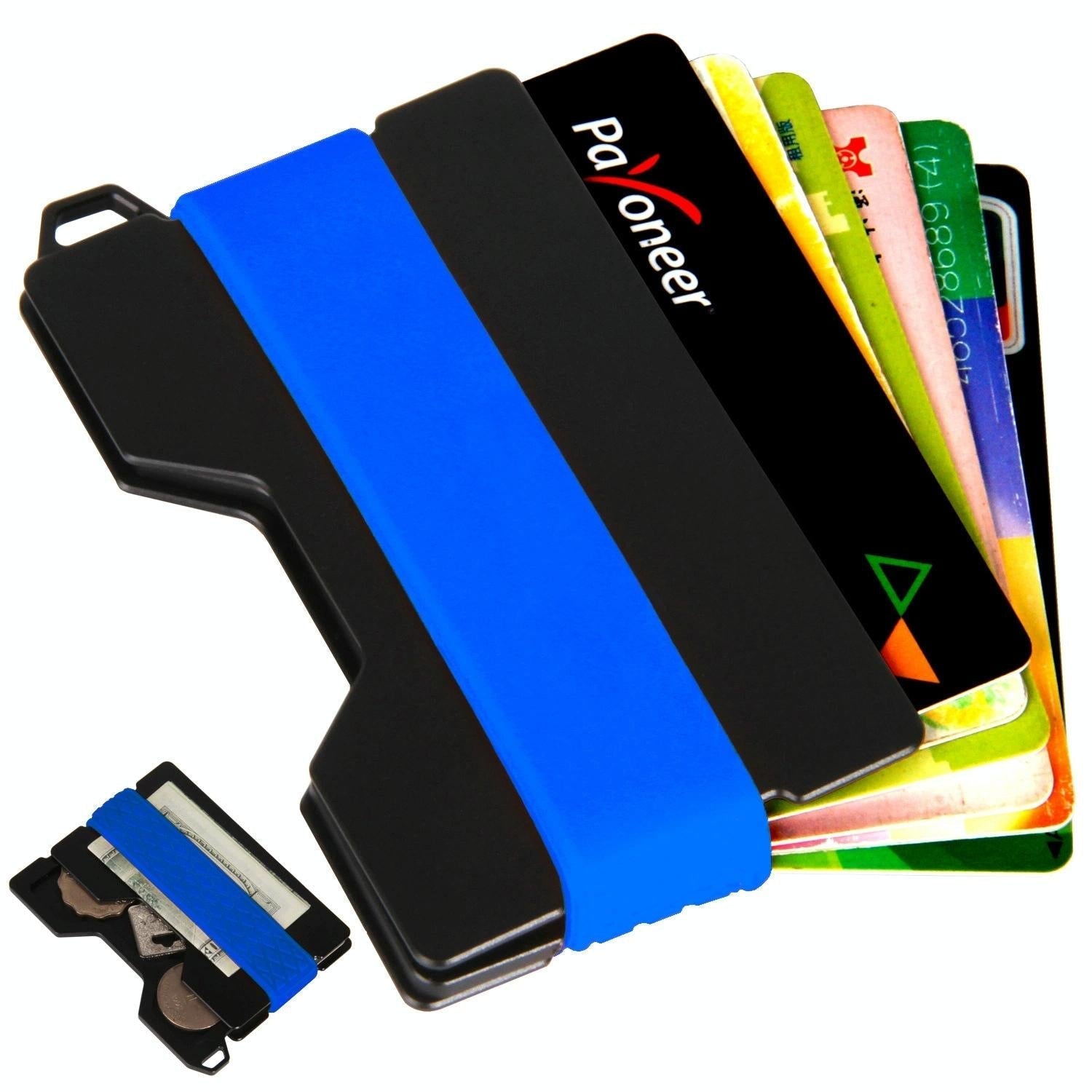 Rfid Card Holder & Edc Wallet Anti Theft Aluminum Alloy Blue 3
