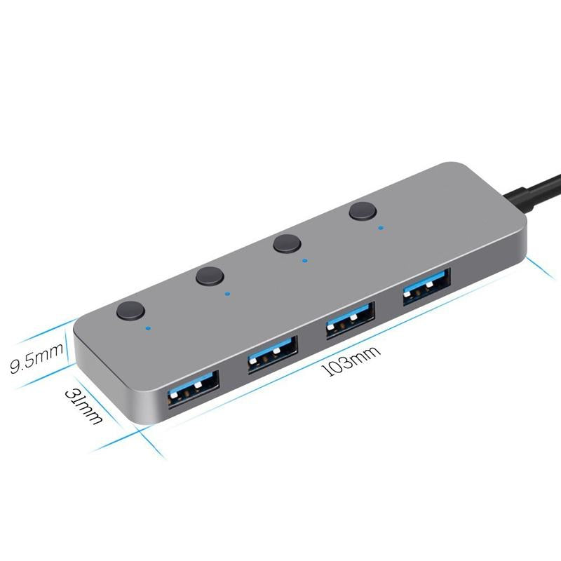 Usb 3.0 4-Port Type-C Aluminum Alloy Hub 120Cm Cable 3