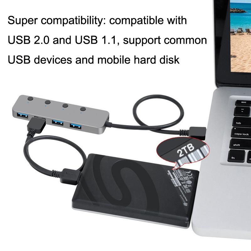 Usb 3.0 4-Port Type-C Aluminum Alloy Hub 120Cm Cable 6