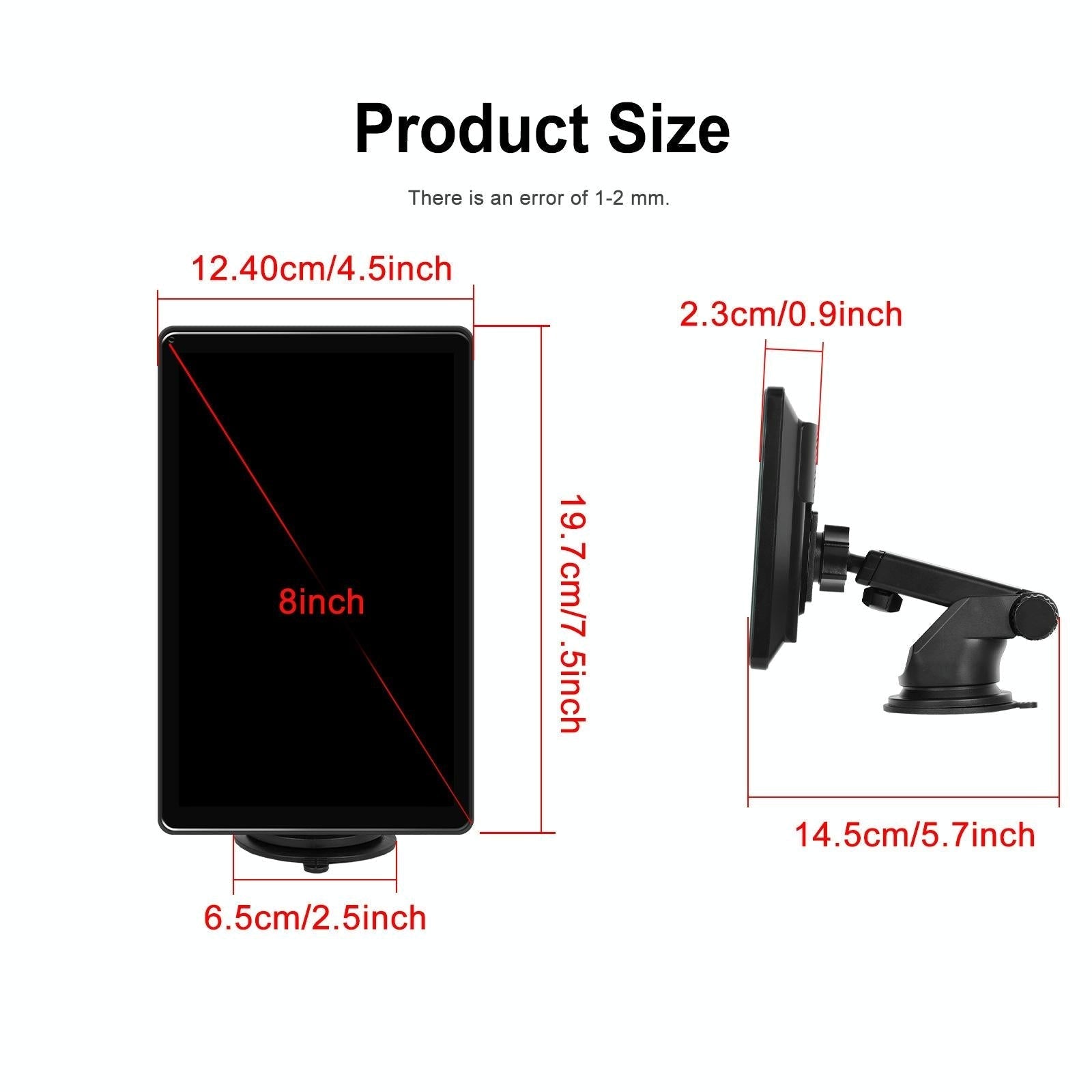 8 Inch Full Touch Car Screen Player - Horizontal / Vertical Carplay / Android Auto - With Camera 8
