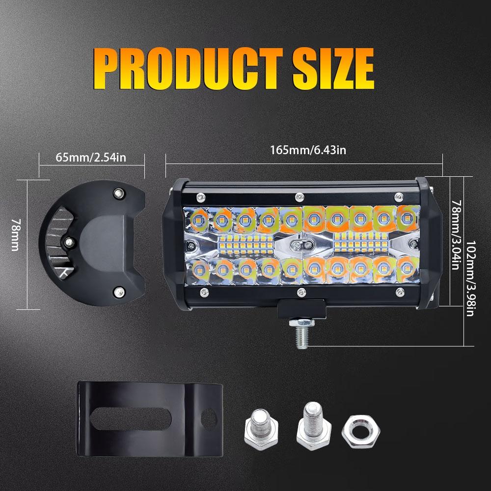 7 Inch 15W 3 Row Car Led Strip Light Working Refit Off - Road Vehicle Lamp Roof Strip Light With Yellow White Flash 3