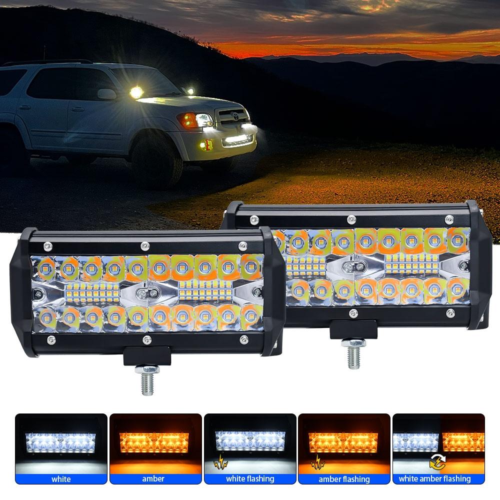 7 Inch 15W 3 Row Car Led Strip Light Working Refit Off - Road Vehicle Lamp Roof Strip Light With Yellow White Flash 5