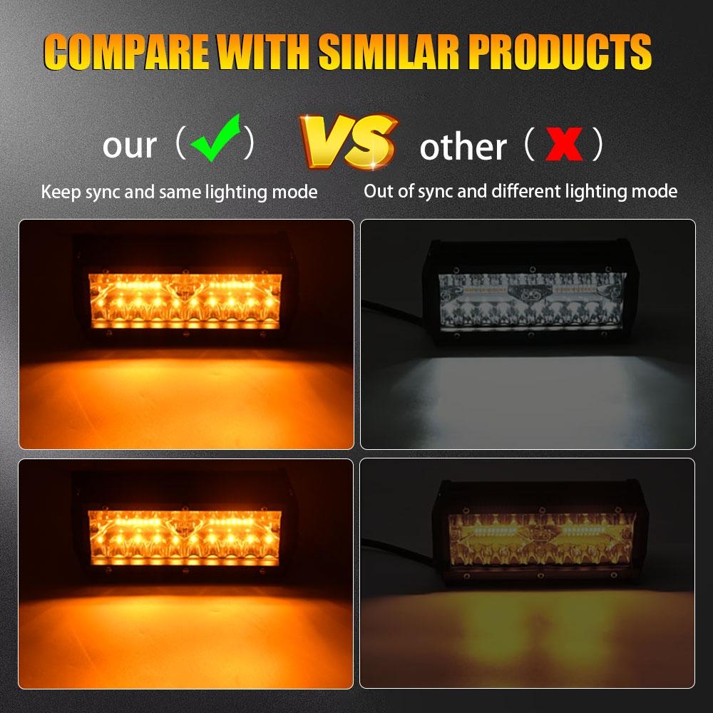 7 Inch 15W 3 Row Car Led Strip Light Working Refit Off - Road Vehicle Lamp Roof Strip Light With Yellow White Flash 6