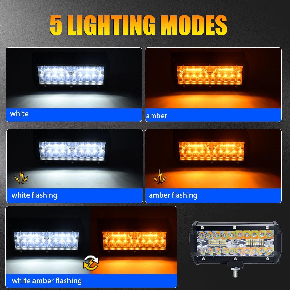 7 Inch 15W 3 Row Car Led Strip Light Working Refit Off - Road Vehicle Lamp Roof Strip Light With Yellow White Flash 7