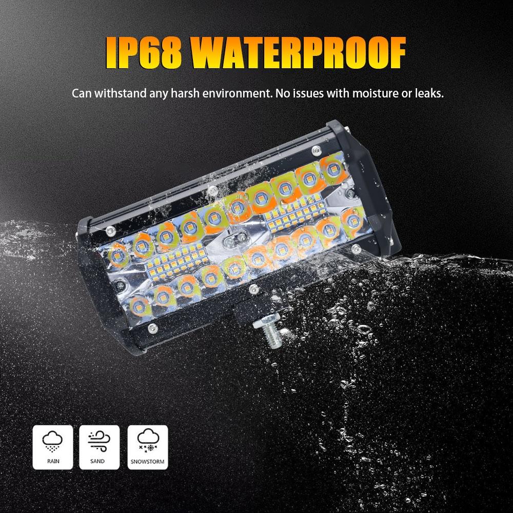 7 Inch 15W 3 Row Car Led Strip Light Working Refit Off - Road Vehicle Lamp Roof Strip Light With Yellow White Flash 9