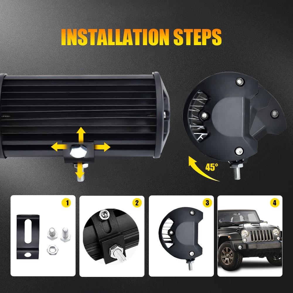 7 Inch 15W 3 Row Car Led Strip Light Working Refit Off - Road Vehicle Lamp Roof Strip Light With Yellow White Flash 11