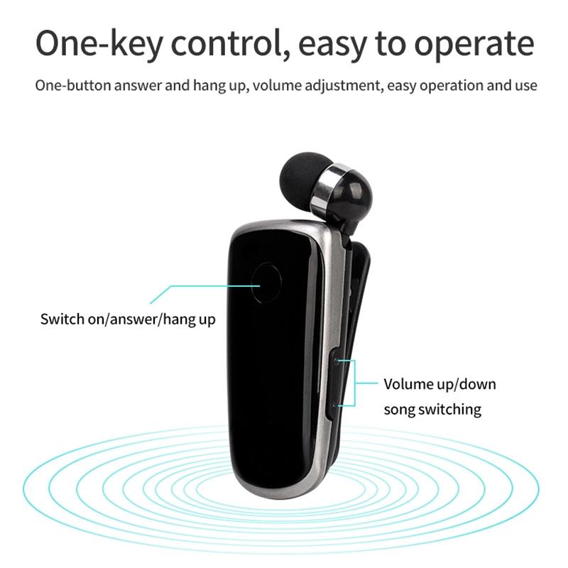 Wireless Bluetooth In-ear Earphone with Vibrating Alert and Hands-free Clip - White 3