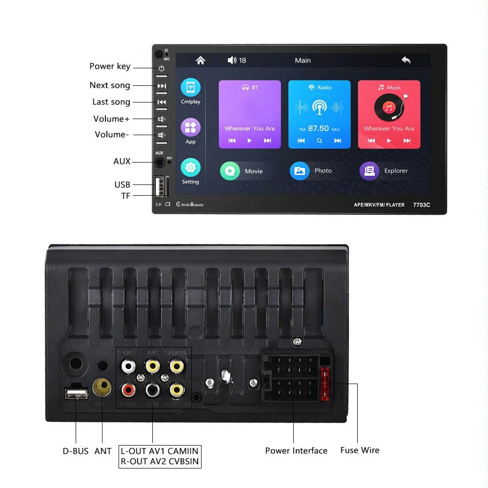 7 Inch Car Double Butt Mp5 Bluetooth Player + 4 Light Camera 5