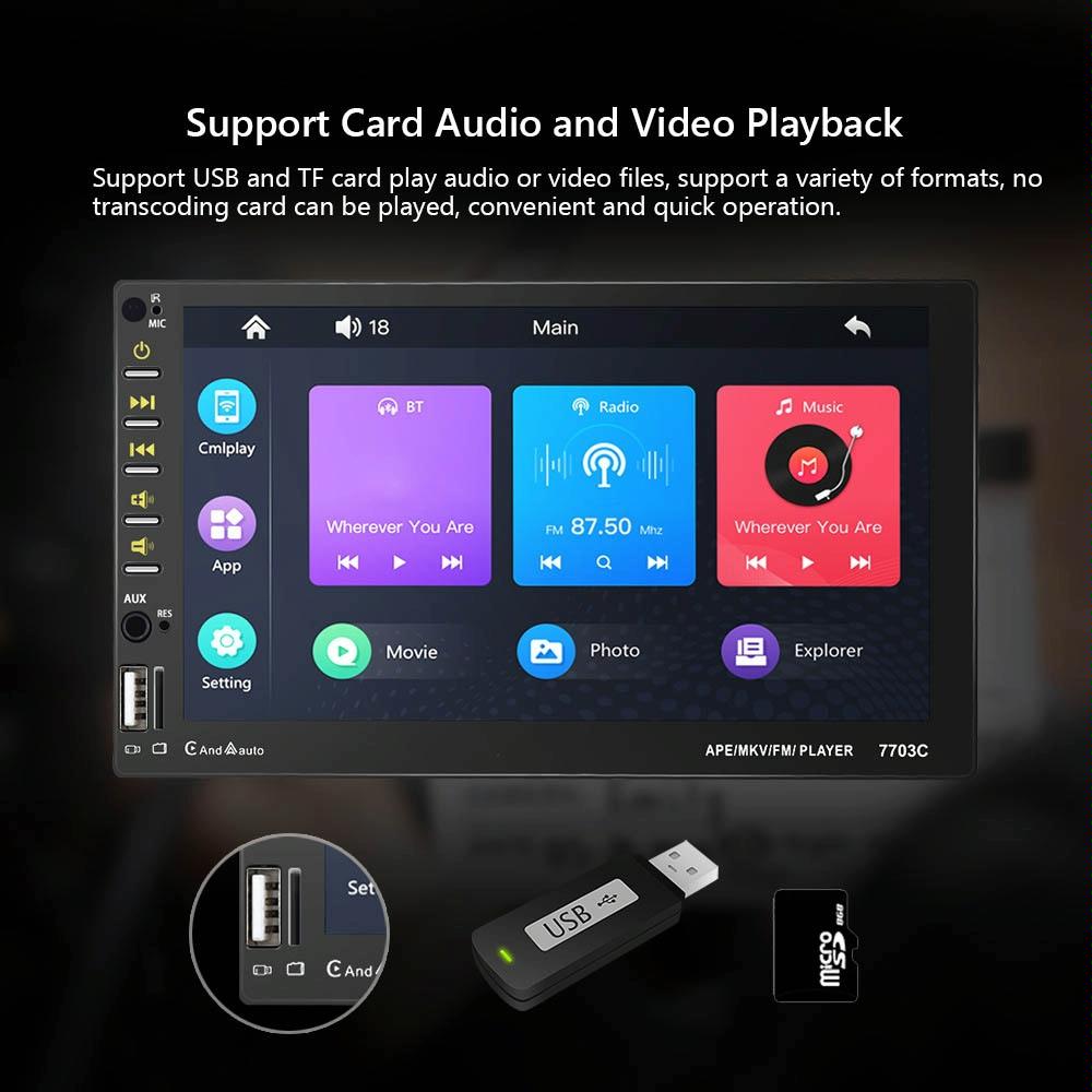 7 Inch Car Double Butt Mp5 Bluetooth Player + 4 Light Camera 8
