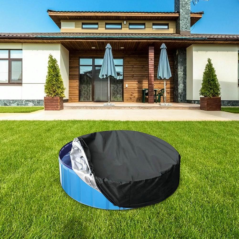 Round Foldable Pool Cover - Dustproof & Sunscreen - 122x30cm - Black / Silver 7