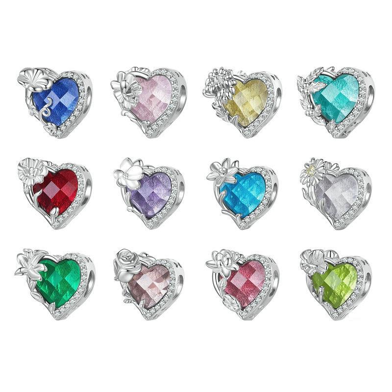 925 Sterling Silver February Birthstone Bracelet With Love Pearl Beads Style - February 3