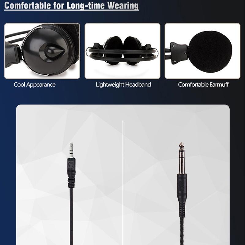 Online Class Headset 1.6M Cable Black 6.5Mm 6