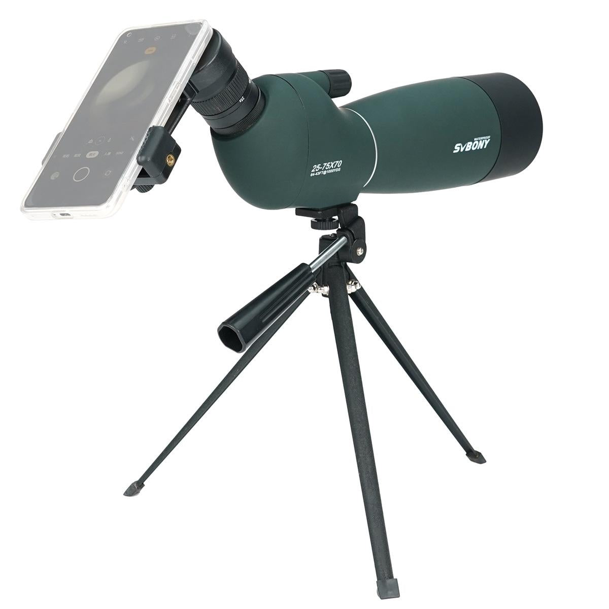 High Definition Birding Scope with Tripod - 25-75x70 - Green Film - 19Mm Eyepiece Red Film 9