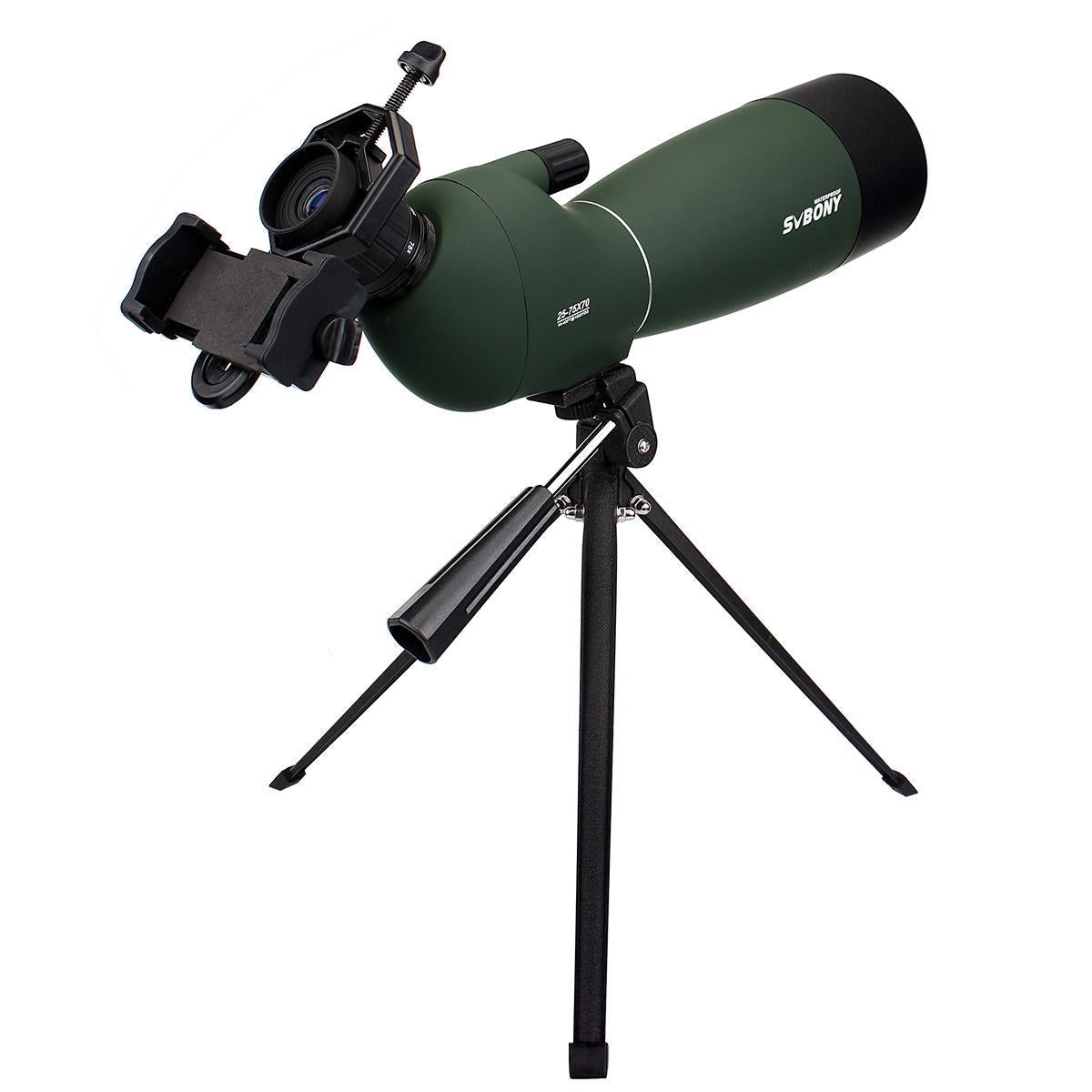 High Definition Birding Scope with Tripod - 25-75x70 - Green Film - 19Mm Eyepiece Red Film 14