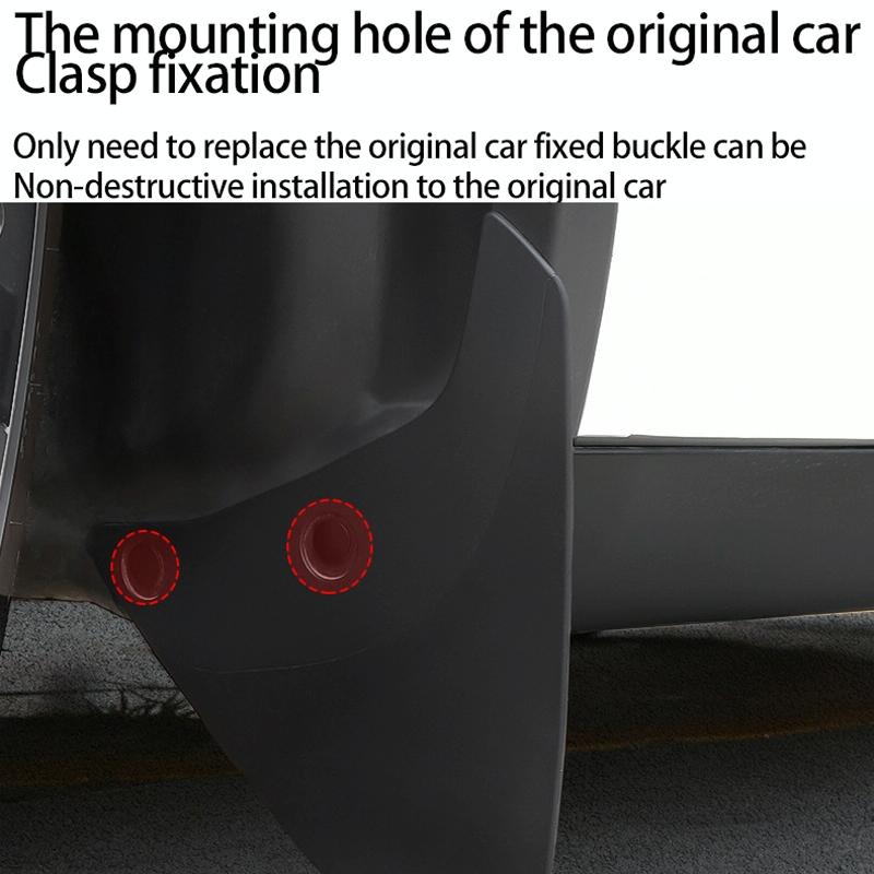 4Pcs / Set Splash Guards Matte Fender No Drilling Required Upgraded Pp Material - For Tesla Model 3 7