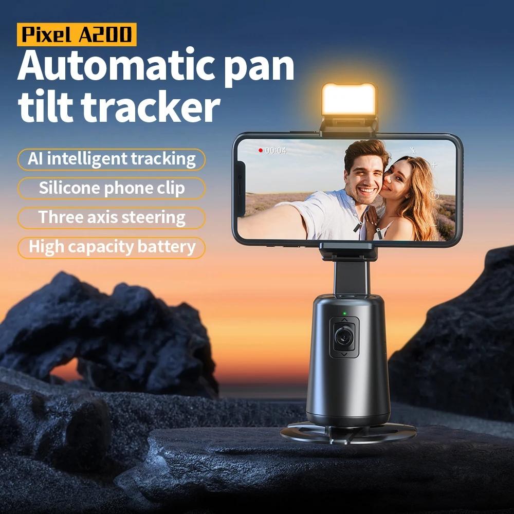 Auto Tracking Gimbal Stabilizer with Fill Light and Selfie Stick - 360 Degree Rotation - A200 Set 2 3