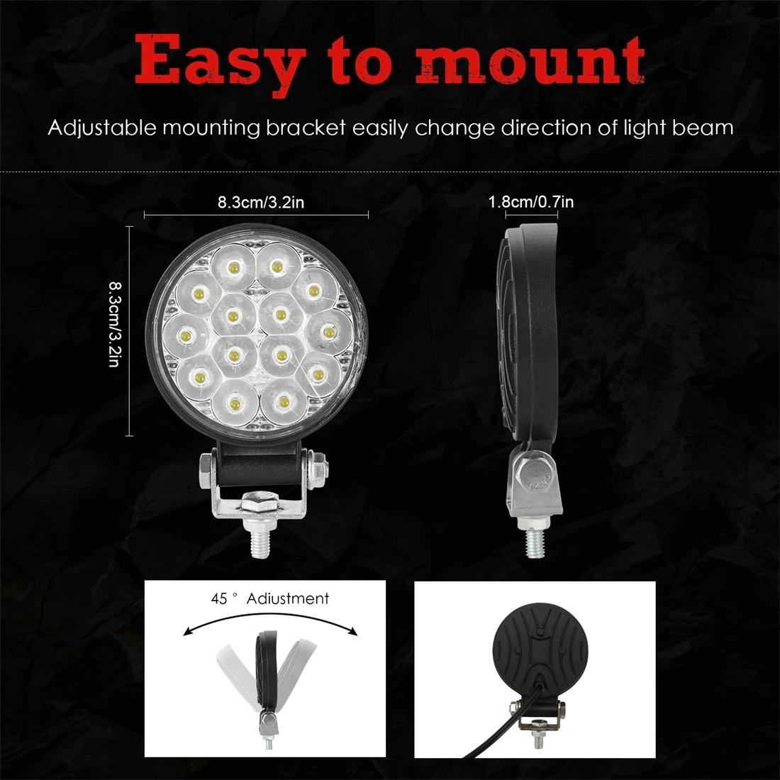 9.8W 10 - 30V Dc 6000K 3 Inch 14 Leds Circle Offroad Truck Car Driving Light Work Light Spotlight Fog Light 4