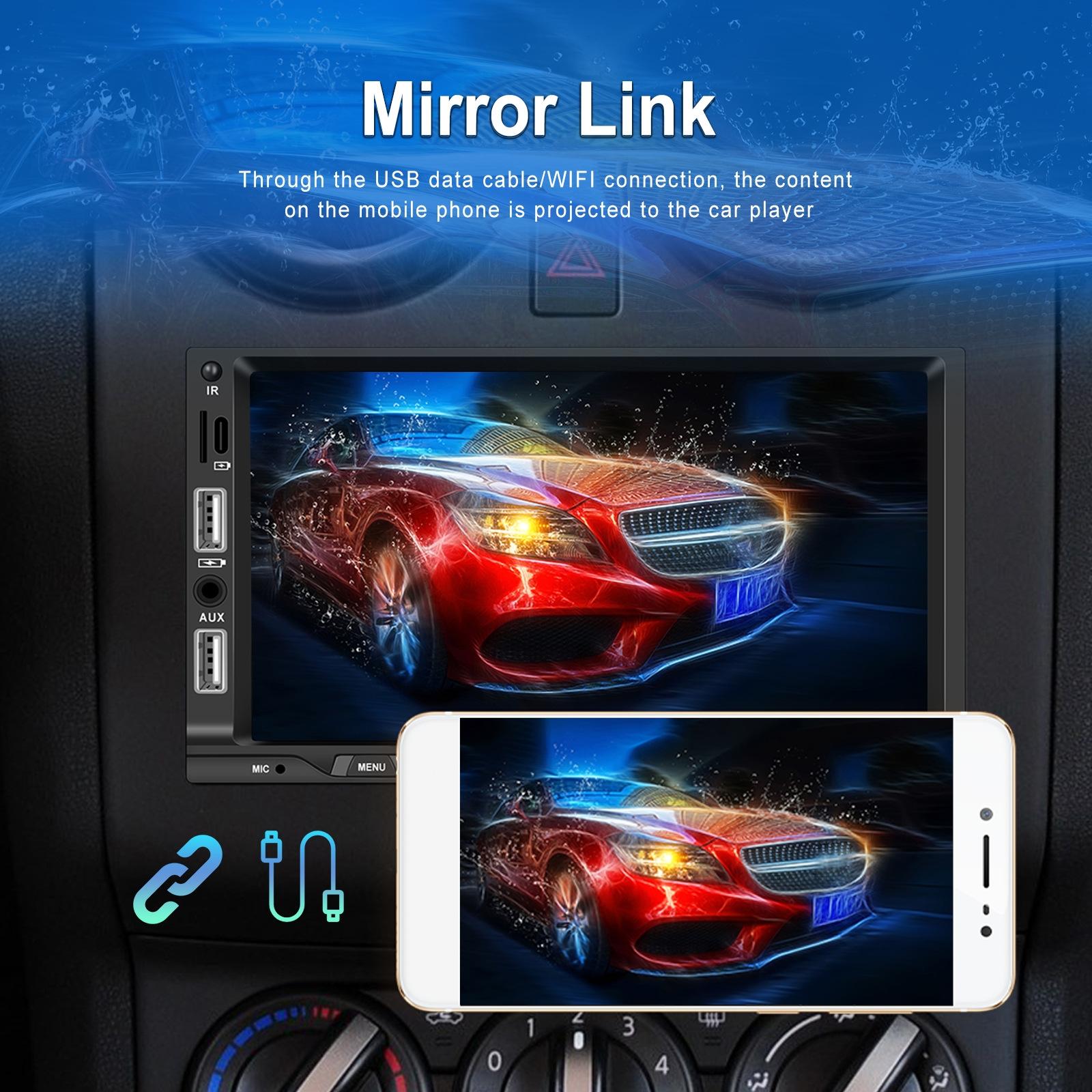 7 Inch Car Mp5 Player Carplay / Android Auto / Mirror Link / Bluetooth - Standard - With 4-Light Camera 12
