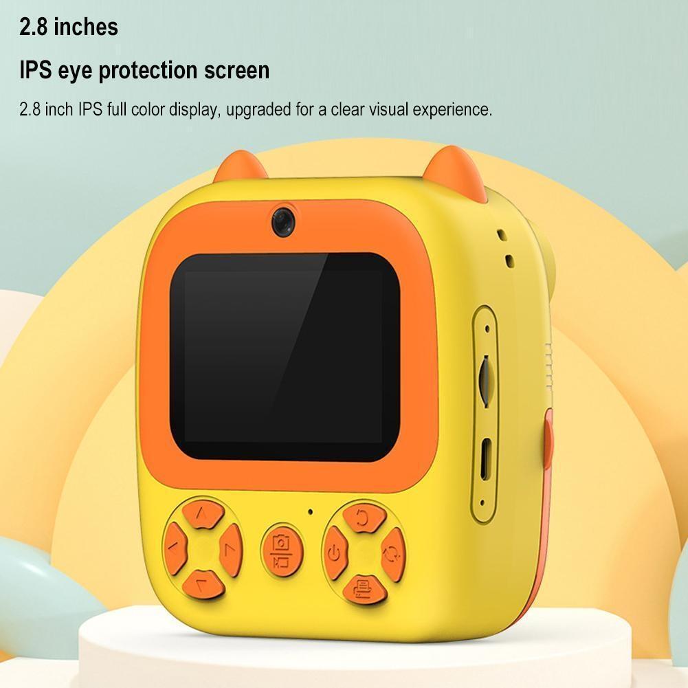 Instant Print Camera with Dual Lens - 2.8 Screen for Kids Blue - Yellow 7