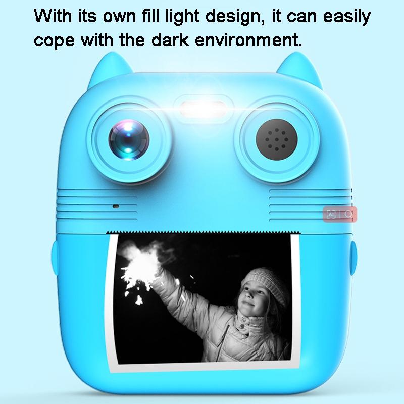 Instant Print Camera with Dual Lens - 2.8 Screen for Kids Blue - Yellow 10