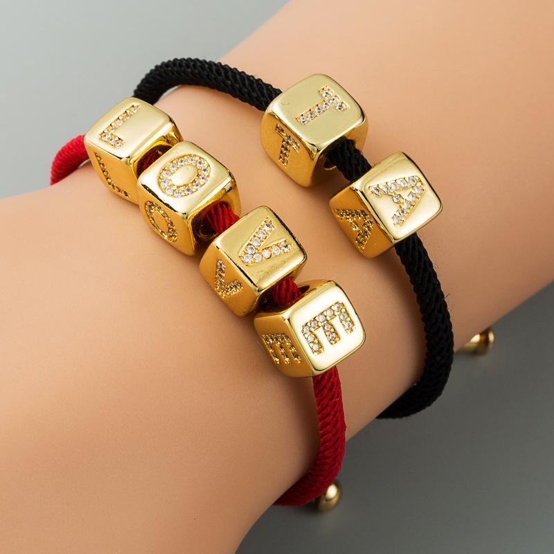 Brass Micro Inlaid Couple Red String Diy Bracelet Style - L 5