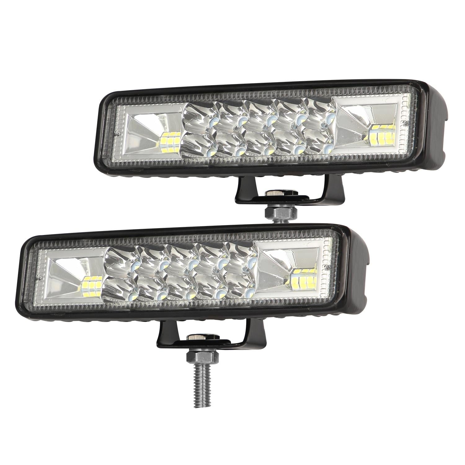 2 Pcs Car 6 Inch Dual - Row Mixed Light Strip Lamp Floodlight & Spotlight Work Light 3