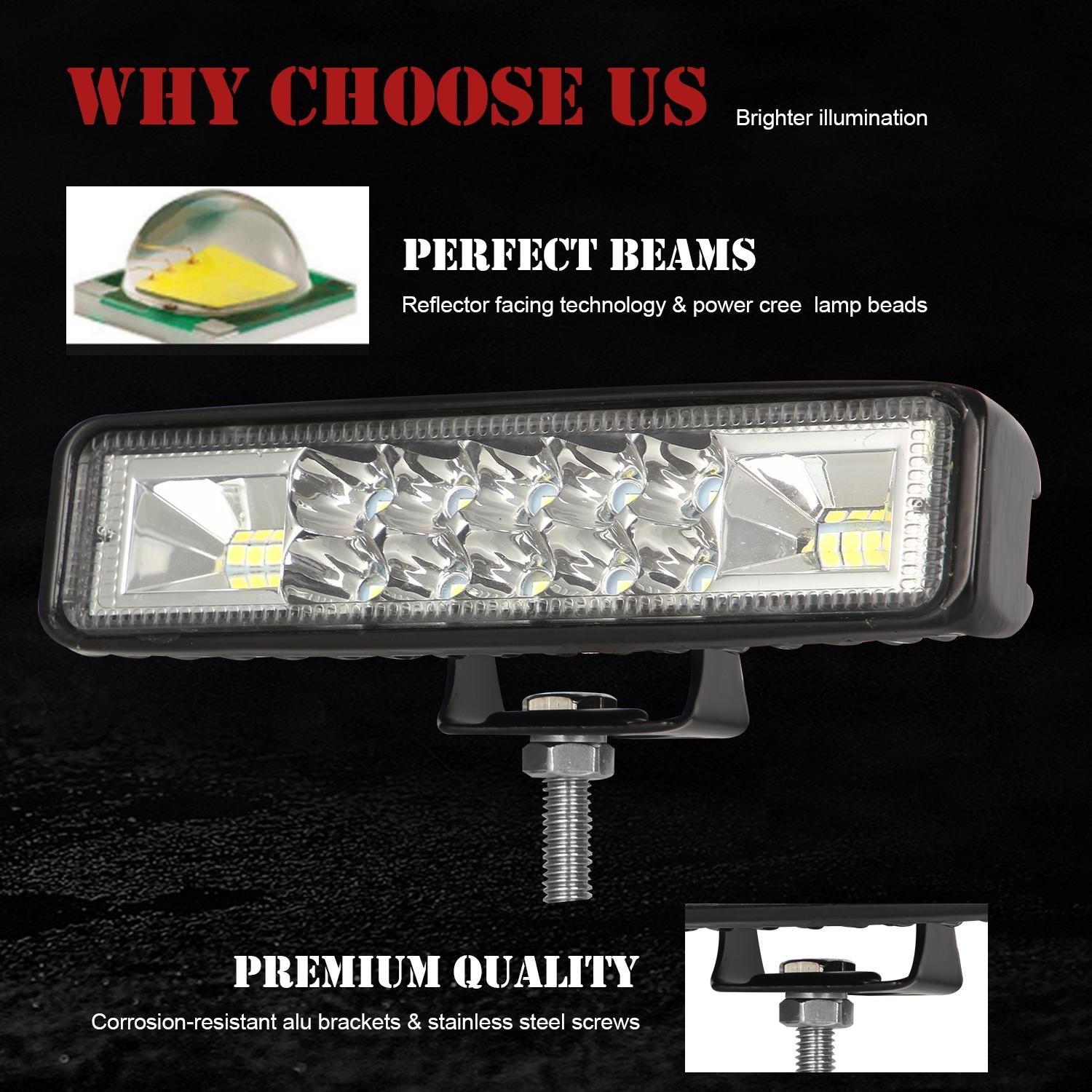 2 Pcs Car 6 Inch Dual - Row Mixed Light Strip Lamp Floodlight & Spotlight Work Light 5