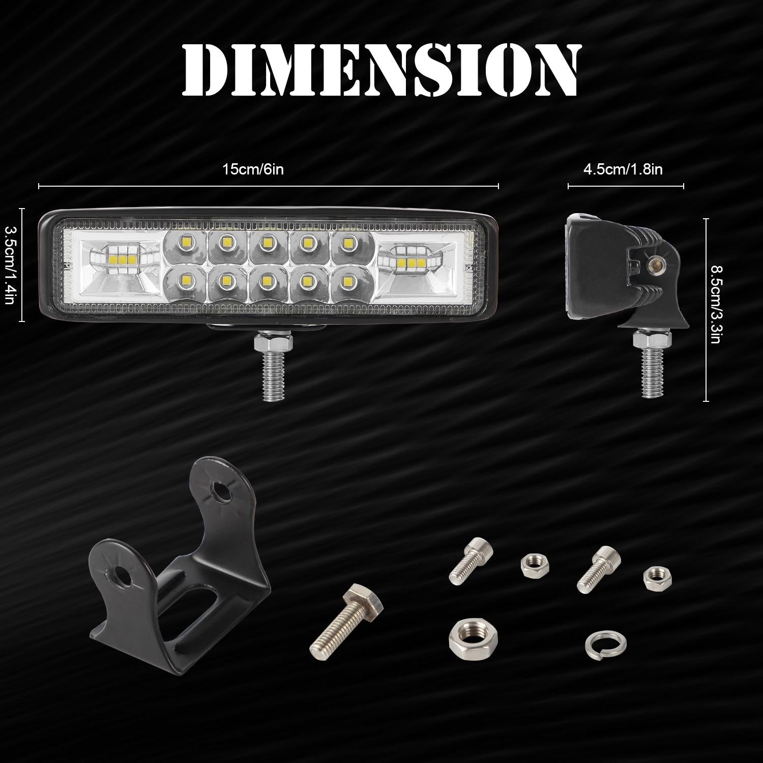2 Pcs Car 6 Inch Dual - Row Mixed Light Strip Lamp Floodlight & Spotlight Work Light 10