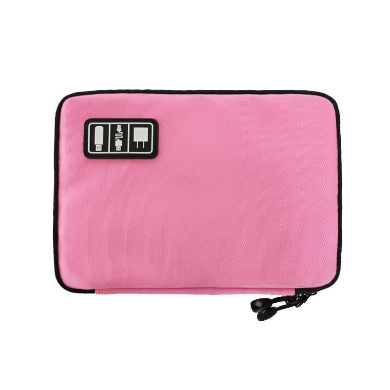 Portable Multifunctional u Disk Storage Bag for Mobile Phone Accessories - Pink