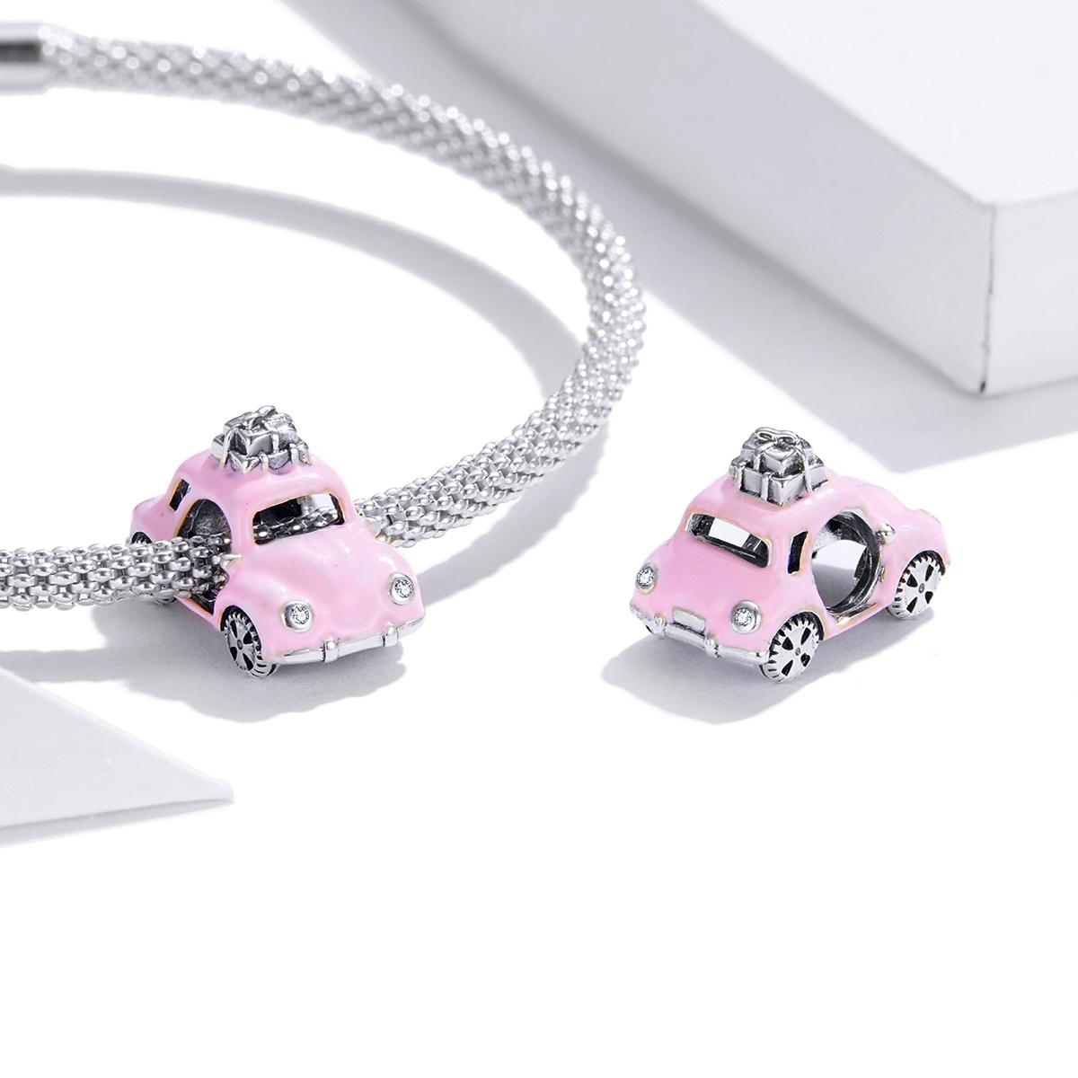 925 Sterling Silver Pink Car Beads For Diy Bracelets & Necklaces 7