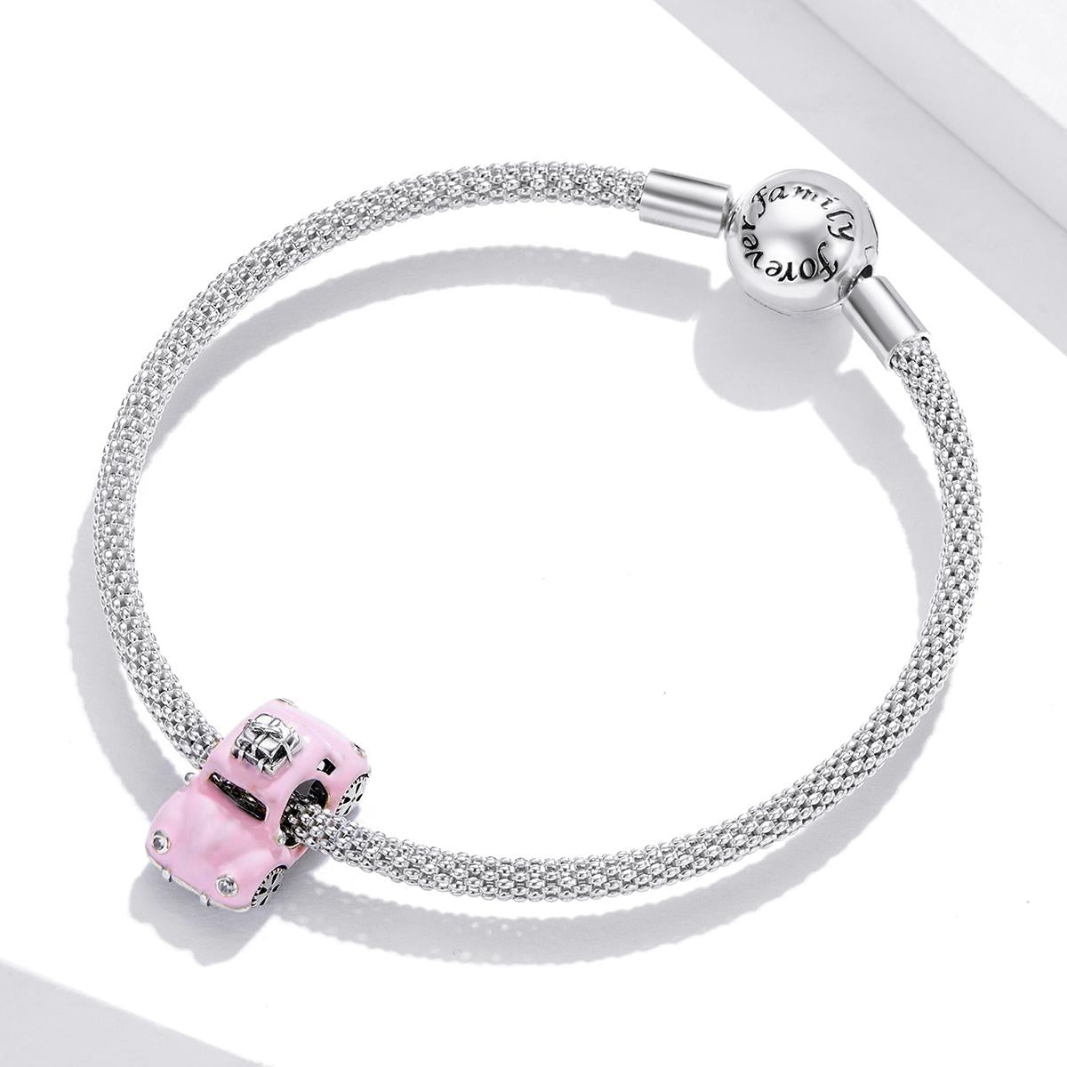 925 Sterling Silver Pink Car Beads For Diy Bracelets & Necklaces 8