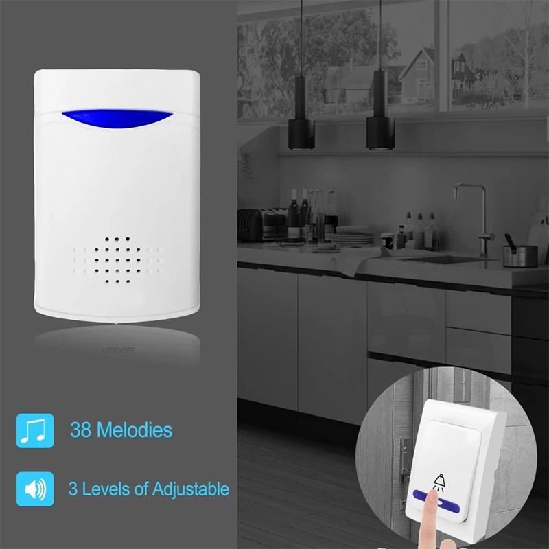 Double-Receiver Wireless Door Bell With Remote Control - White 6