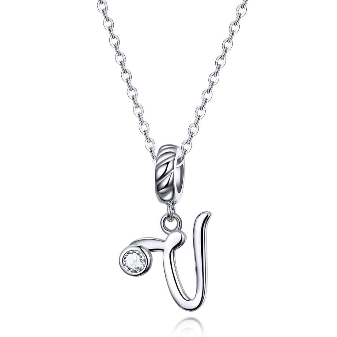 925 Sterling Silver Personalized Letter Pendant For Diy Bracelets & Necklaces Style - V 3
