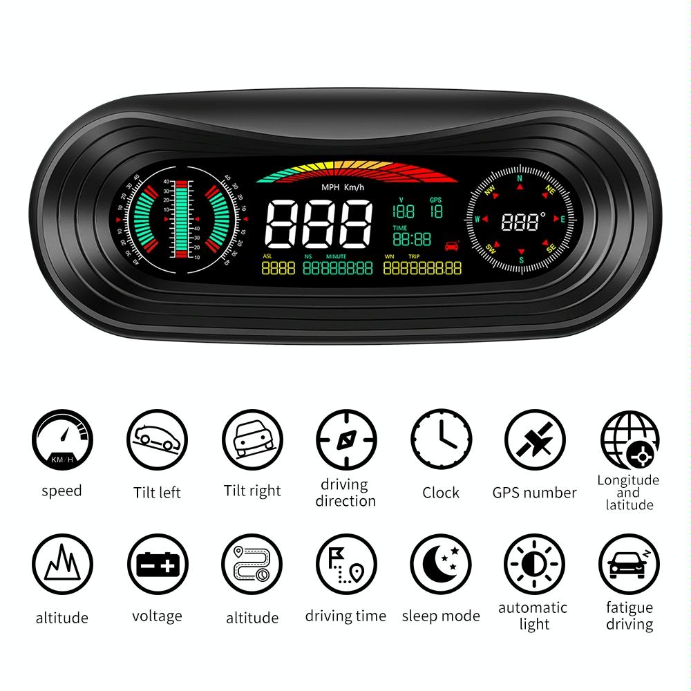 Universal Car Hud Display Speed Voltage Mileage 10