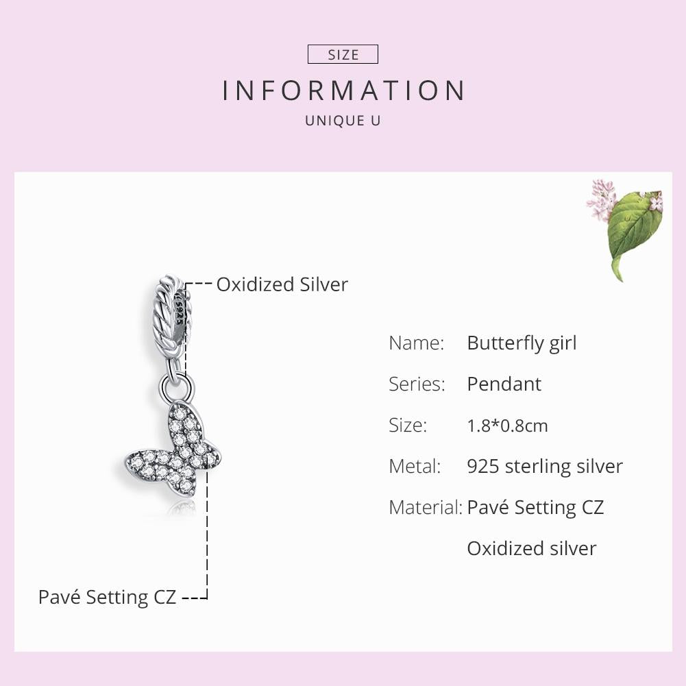 925 Sterling Silver Butterfly Pendant For Bracelet Or Necklace 5
