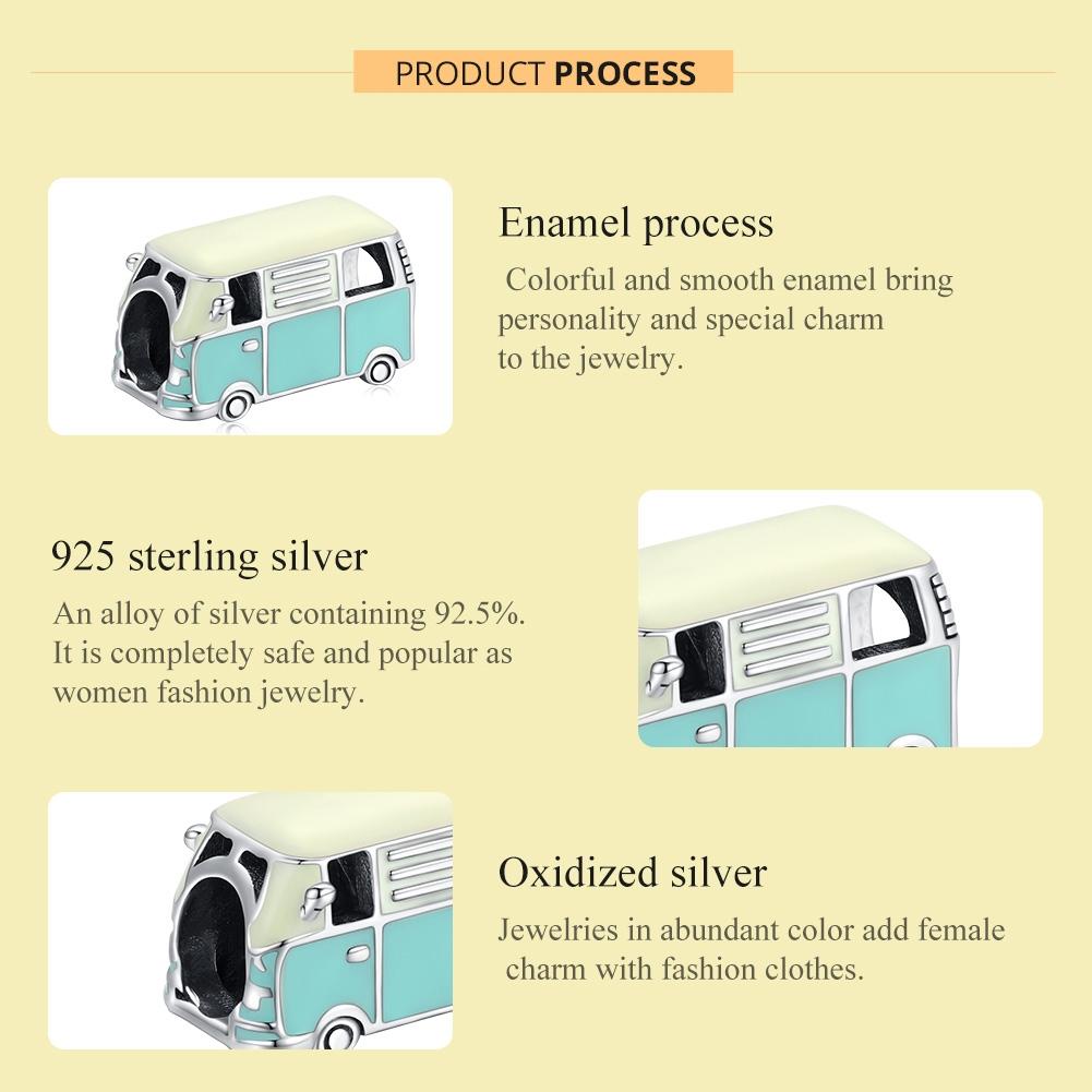 925 Sterling Silver Mini Bus Beads For Diy Bracelets & Necklaces 5