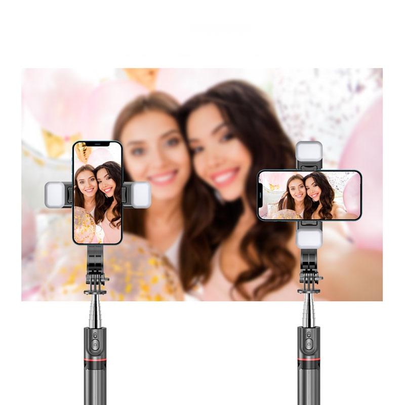 Bluetooth Remote Selfie Stick with Detachable Fill Light and Tripod 4