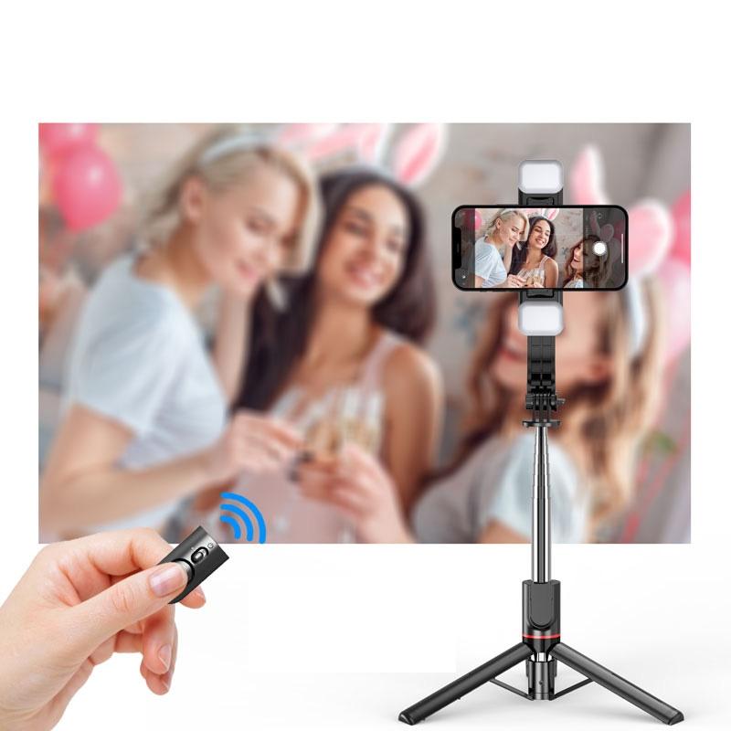 Bluetooth Remote Selfie Stick with Detachable Fill Light and Tripod 5