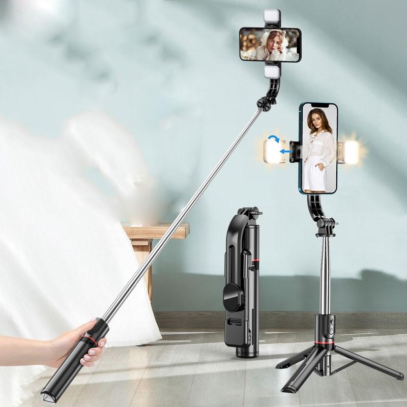 Bluetooth Remote Selfie Stick with Detachable Fill Light and Tripod 7