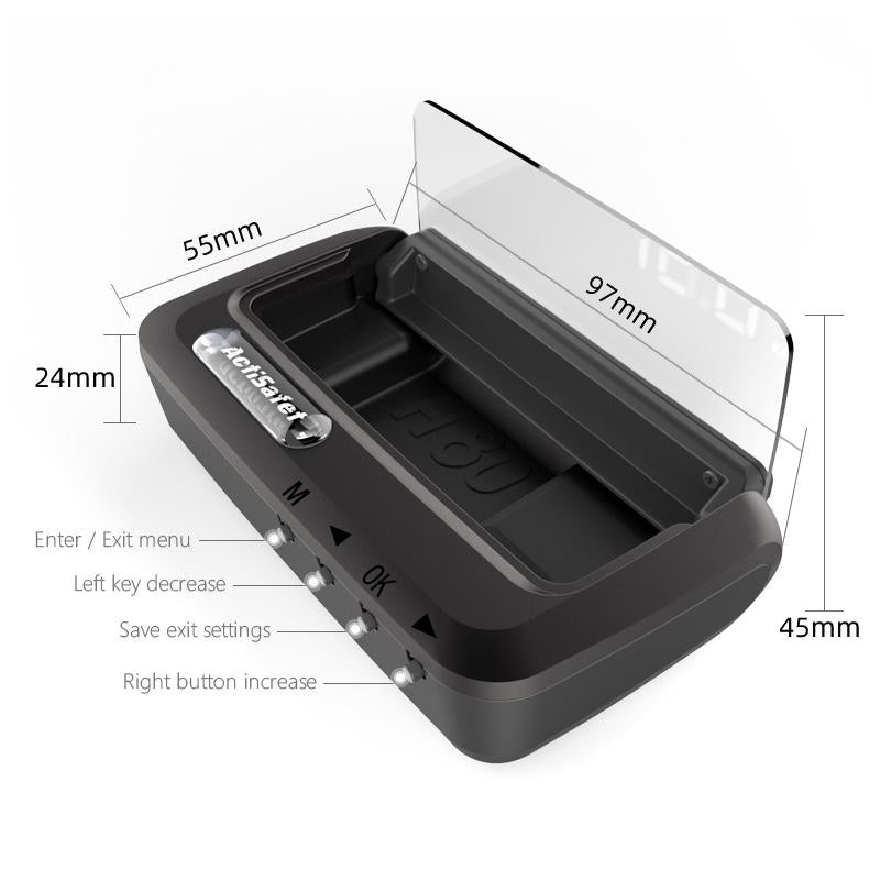 3.2 Inch Obd Hud Head Up Display For Car Engine Failure Water Temperature & Voltage Alarm