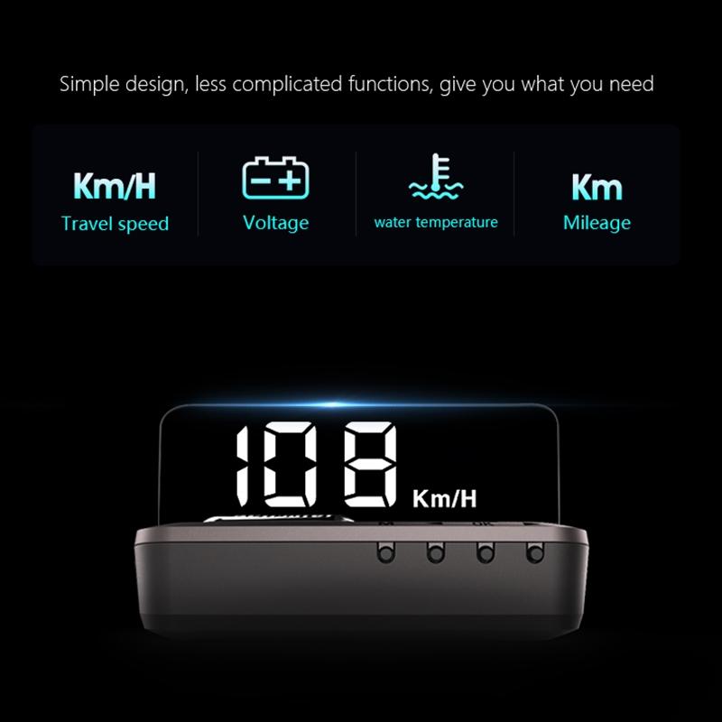 3.2 Inch Obd Hud Head Up Display For Car Engine Failure Water Temperature & Voltage Alarm 12