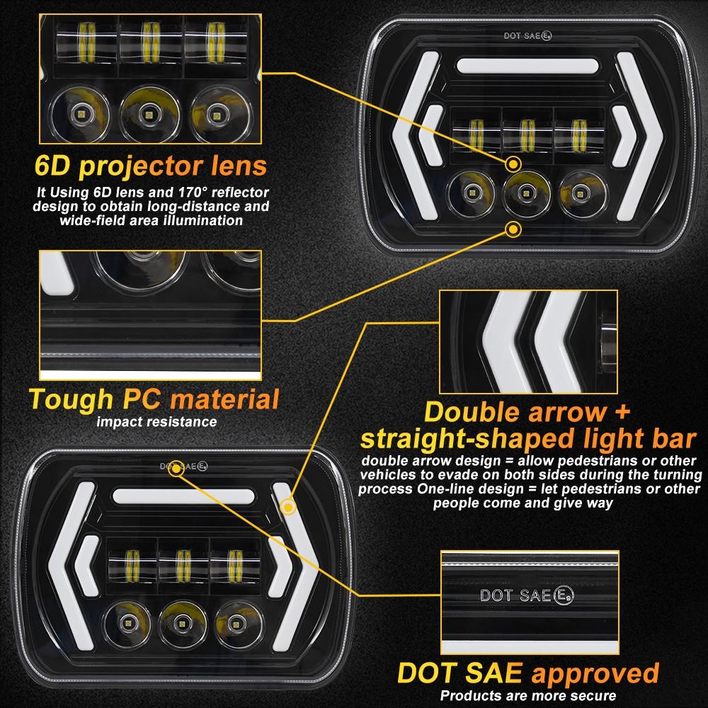 Car 7 Inch Square Dc9 - 30V Led Headlight Modification Accessories For Jeep Wrangler 3