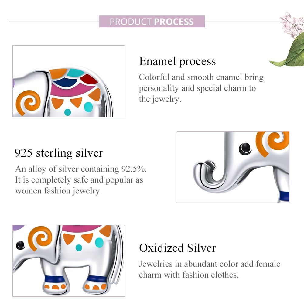 925 Sterling Silver Colorful Elephant Beads For Diy Bracelets & Necklaces 6
