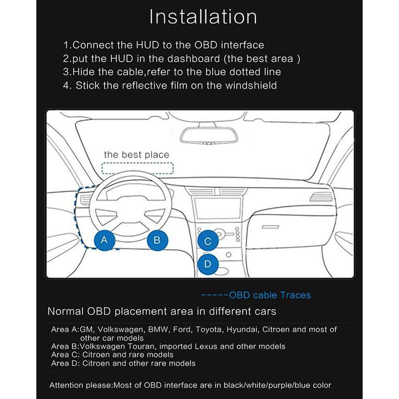 5 Inch Obd2 Head Up Display Car Speed Revolving Speed Water Temp Battery Voltage 8
