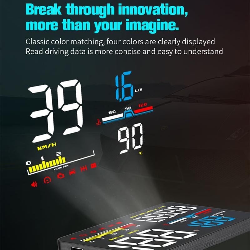 5 Inch Obd2 Head Up Display Car Speed Revolving Speed Water Temp Battery Voltage 13