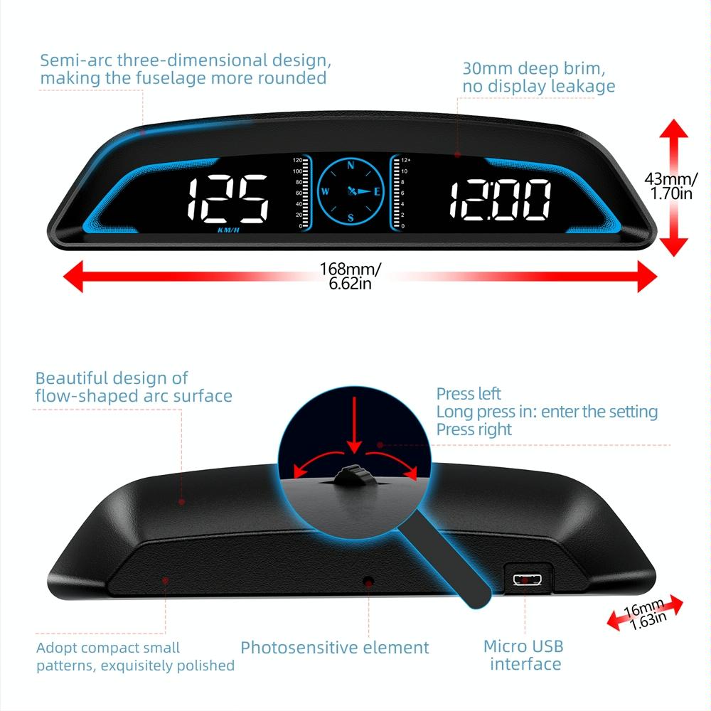 5.5 Inch Car Hud Display Gps Speed Alarm & Odometer 3