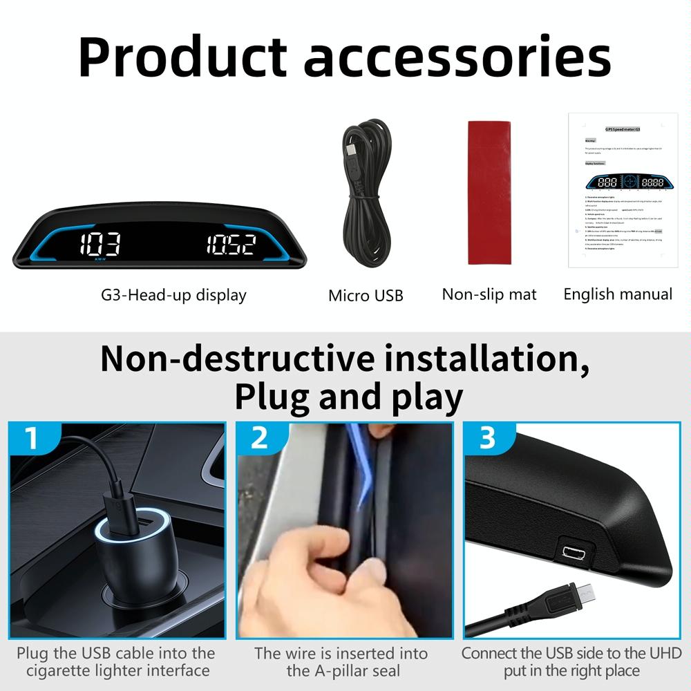 5.5 Inch Car Hud Display Gps Speed Alarm & Odometer 7