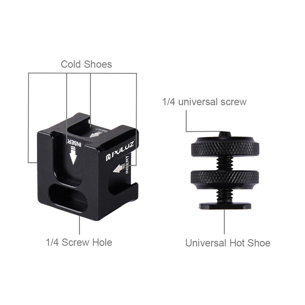 Aluminum 4-Head Hot Shoe Mount Adapter For Microphone And Flash Light 5